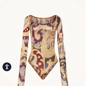 Wolford Brown and Gold Bodysuit Top